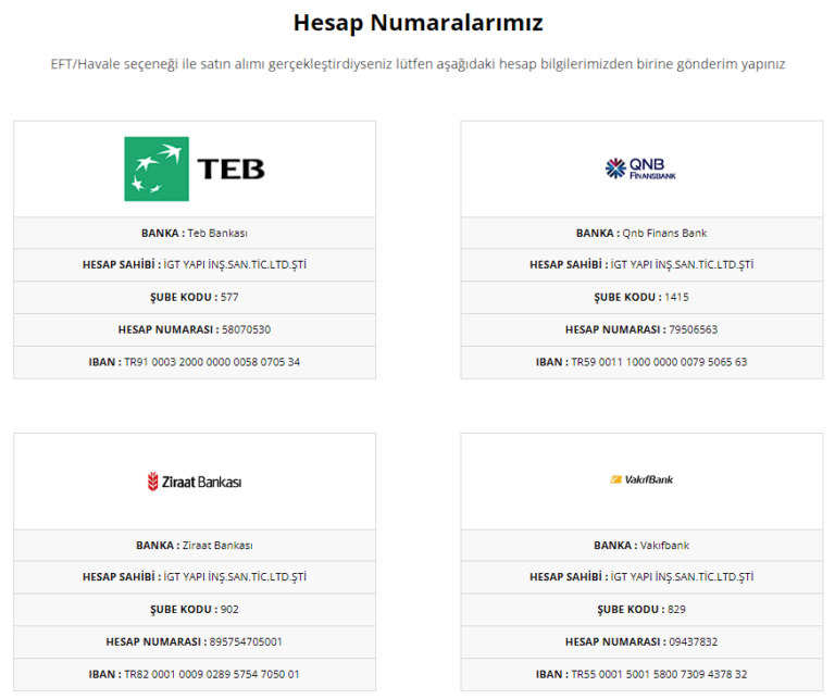 Hesap Numaralarımız - İGT YAPI